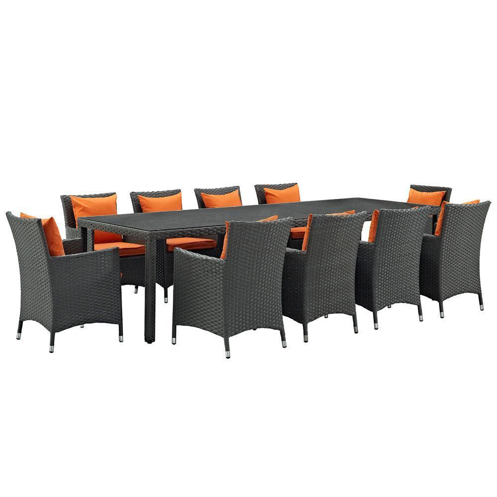 Modway Sojourn 11 Piece Outdoor Patio Sunbrella Dining Set - EEI-2310 | Outdoor Dining Set | Modishstore-6