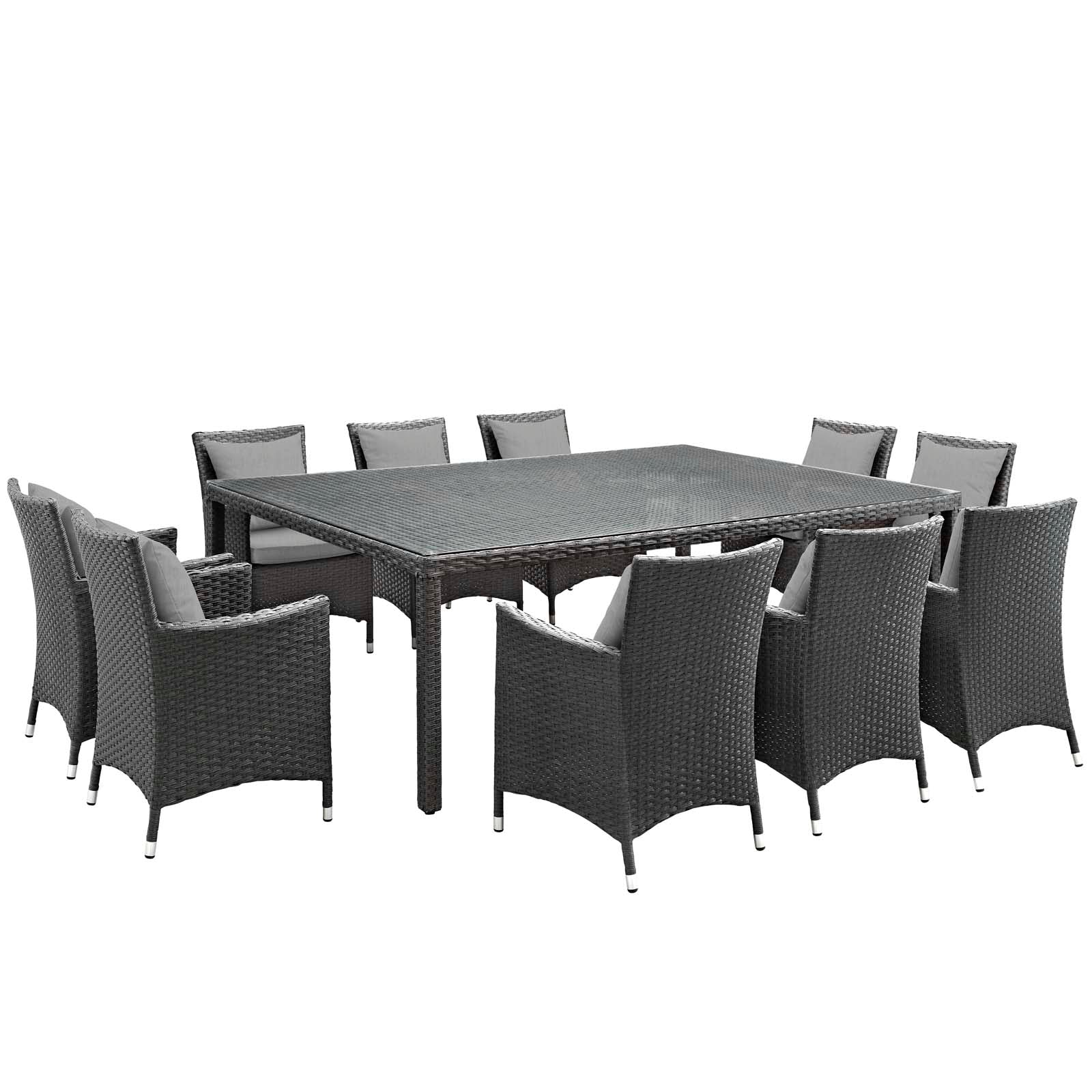 Modway Sojourn 11 Piece Outdoor Patio Sunbrella Dining Set - EEI-2311 | Outdoor Dining Set | Modishstore-27