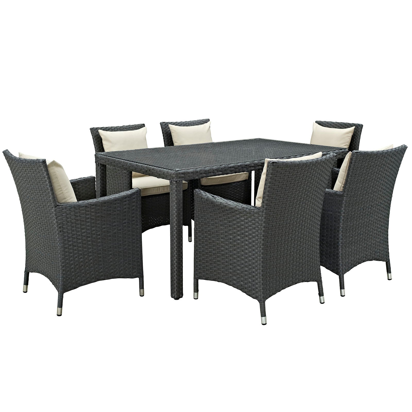 Modway Sojourn 7 Piece Outdoor Patio Sunbrella Dining Set - EEI-2312 | Outdoor Dining Set | Modishstore-30