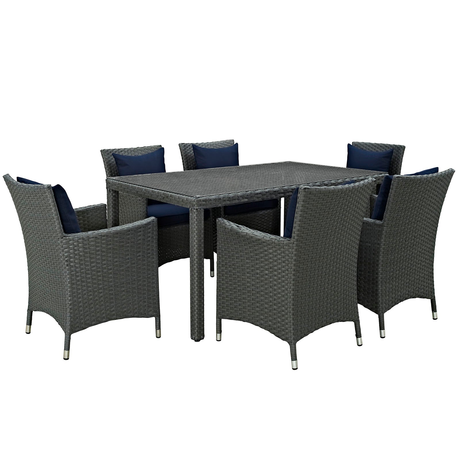 Modway Sojourn 7 Piece Outdoor Patio Sunbrella Dining Set - EEI-2312 | Outdoor Dining Set | Modishstore-29