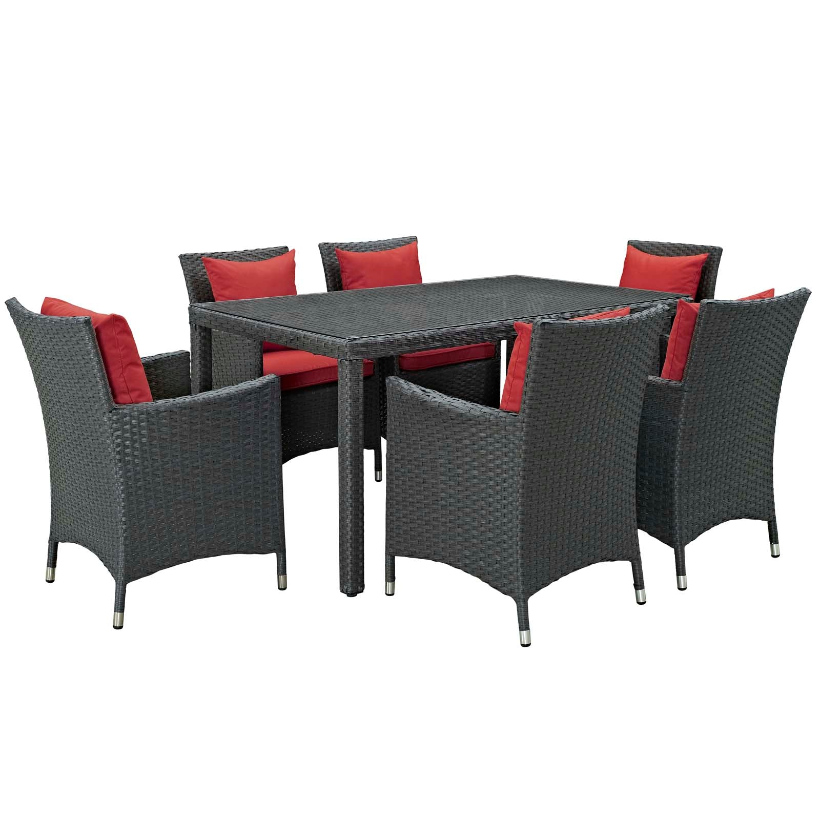 Modway Sojourn 7 Piece Outdoor Patio Sunbrella Dining Set - EEI-2312 | Outdoor Dining Set | Modishstore-32