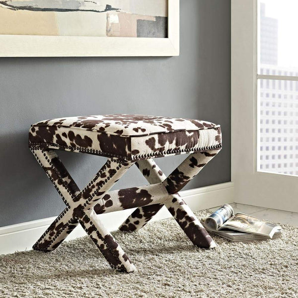 Modway Rivet Upholstered Fabric Bench - Cow | Stools & Benches | Modishstore-2