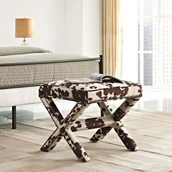 Modway Rivet Upholstered Fabric Bench - Cow | Stools & Benches | Modishstore