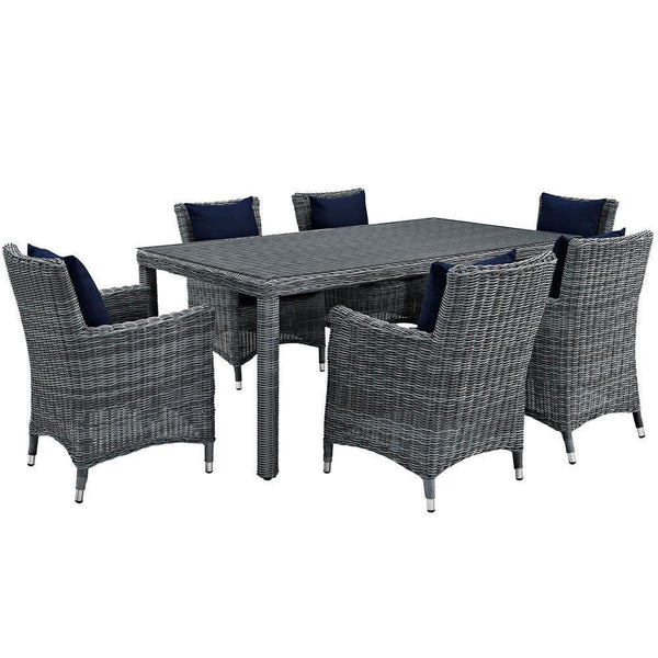 Modway Summon 7 Piece Outdoor Patio Sunbrella Dining Set - EEI-2330 | Dining Sets | Modishstore-2