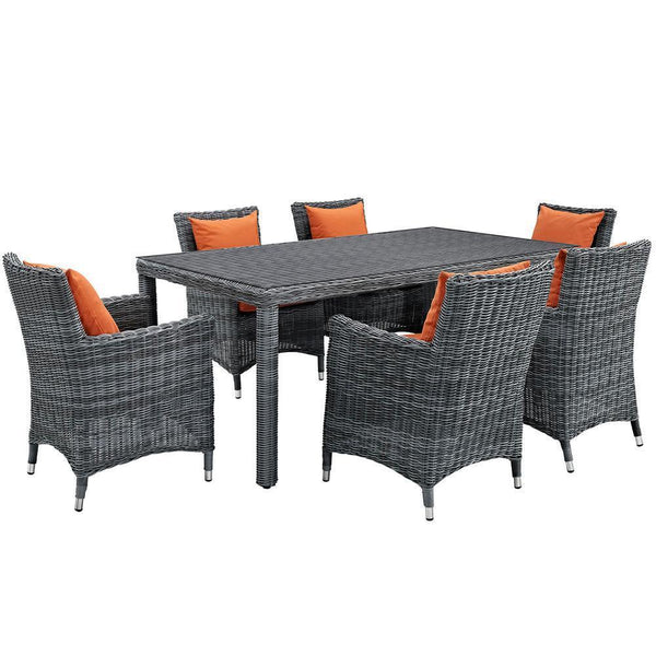 Modway Summon 7 Piece Outdoor Patio Sunbrella Dining Set - EEI-2330 | Dining Sets | Modishstore-6