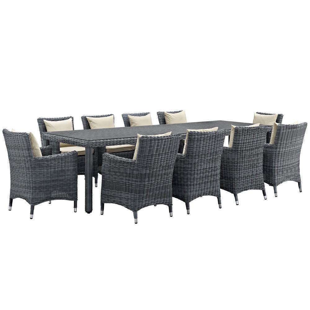 Modway Summon 11 Piece Outdoor Patio Sunbrella Dining Set - EEI-2332 | Outdoor Dining Set | Modishstore-2