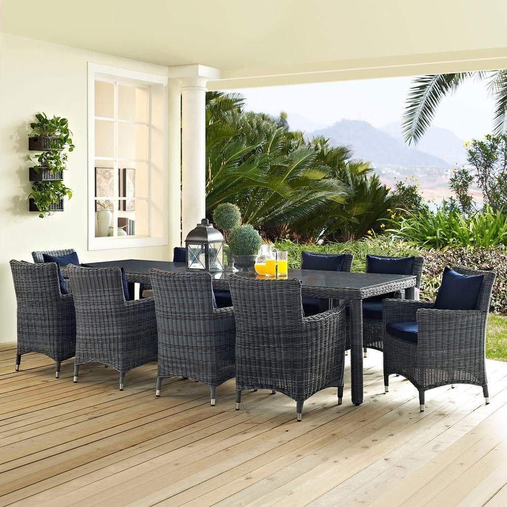 Modway Summon 11 Piece Outdoor Patio Sunbrella Dining Set - EEI-2332 | Outdoor Dining Set | Modishstore-18