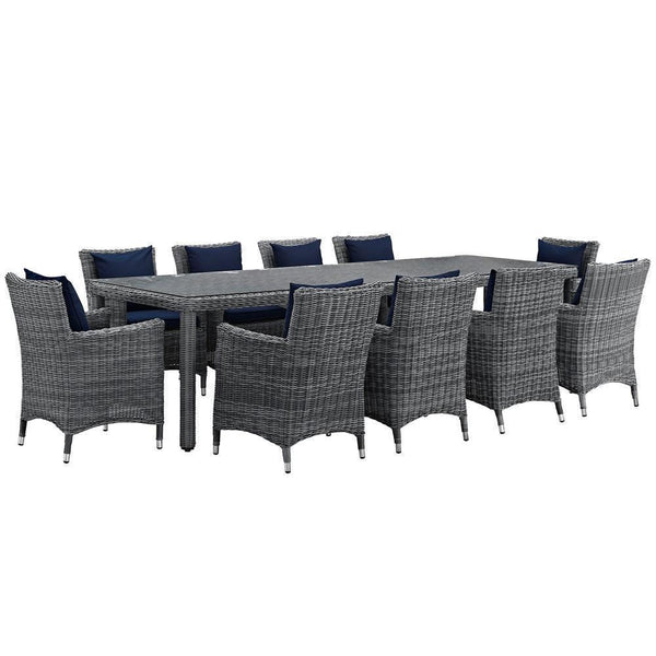 Modway Summon 11 Piece Outdoor Patio Sunbrella Dining Set - EEI-2332 | Outdoor Dining Set | Modishstore-17