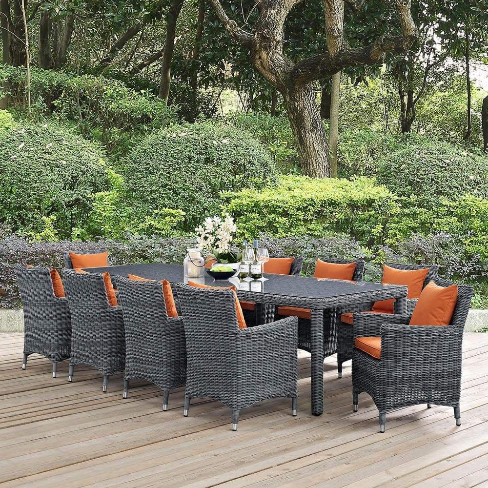 Modway Summon 11 Piece Outdoor Patio Sunbrella Dining Set - EEI-2332 | Outdoor Dining Set | Modishstore-14