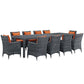 Modway Summon 11 Piece Outdoor Patio Sunbrella Dining Set - EEI-2332 | Outdoor Dining Set | Modishstore-11