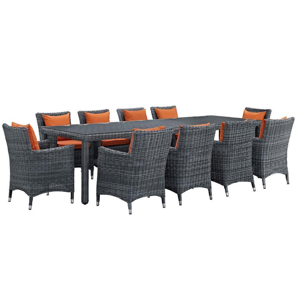 Modway Summon 11 Piece Outdoor Patio Sunbrella Dining Set - EEI-2332 | Outdoor Dining Set | Modishstore-11