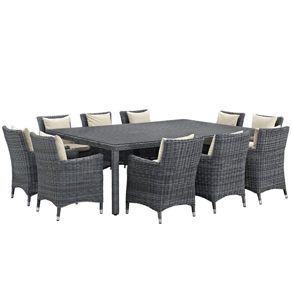 Modway Summon 11 Piece Outdoor Patio Sunbrella Dining Set - EEI-2333 | Dining Sets | Modishstore-37