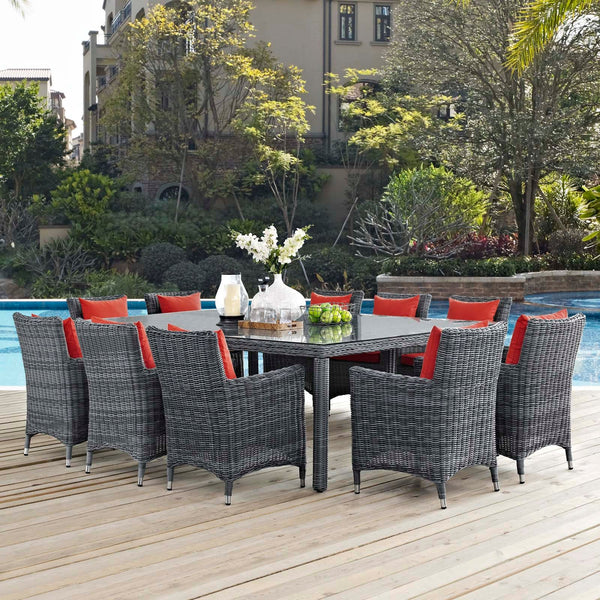 Modway Summon 11 Piece Outdoor Patio Sunbrella Dining Set - EEI-2333 | Dining Sets | Modishstore-29