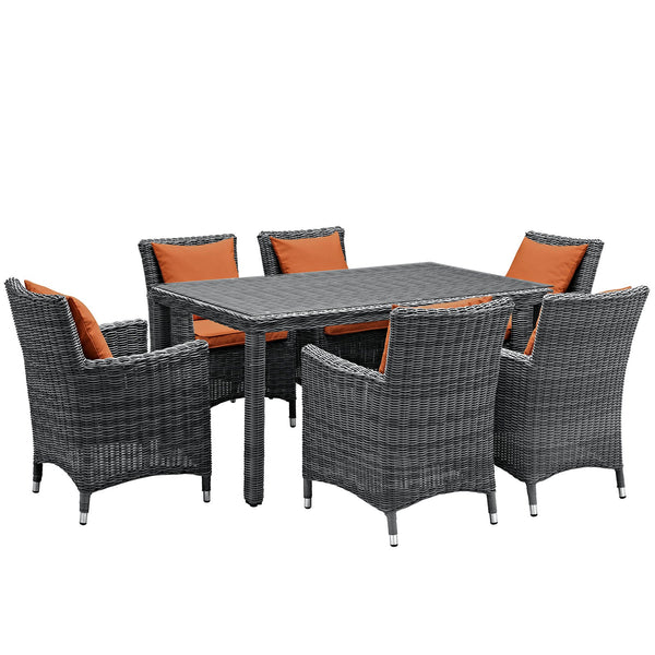 Modway Summon 7 Piece Outdoor Patio Sunbrella Dining Set - EEI-2334 | Dining Sets | Modishstore-23