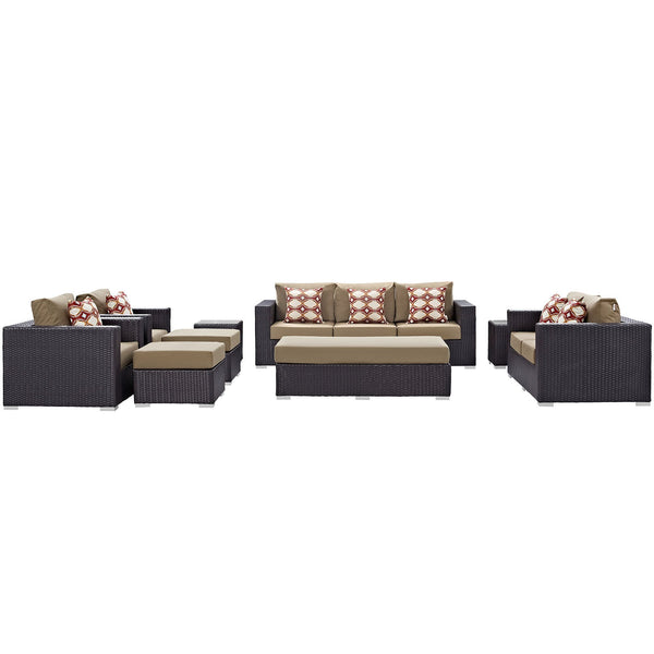 Modway Convene 9 Piece Outdoor Patio Sofa Set | Outdoor Sofas, Loveseats & Sectionals | Modishstore-42