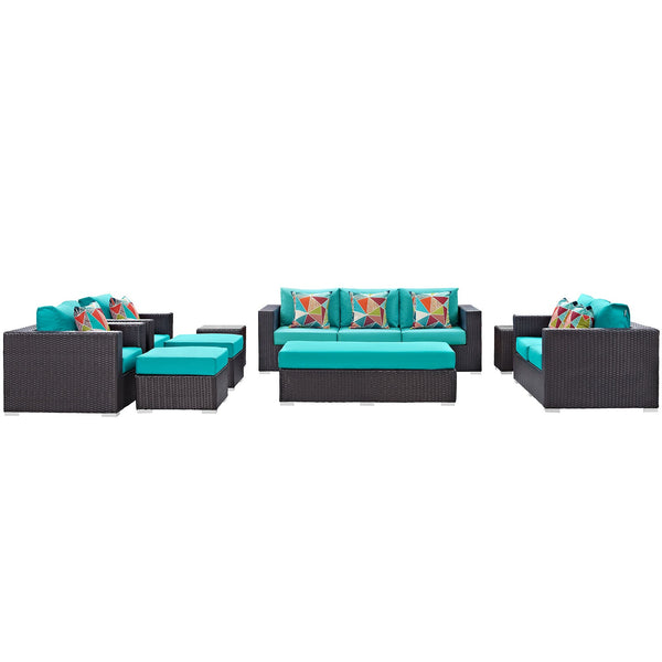 Modway Convene 9 Piece Outdoor Patio Sofa Set | Outdoor Sofas, Loveseats & Sectionals | Modishstore-38