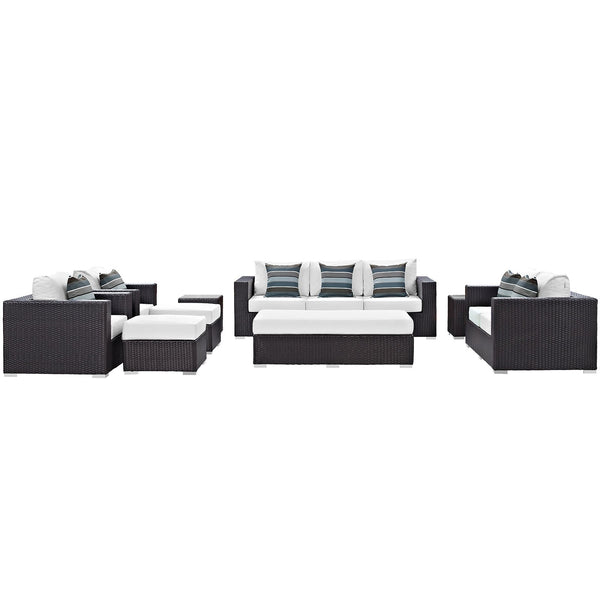 Modway Convene 9 Piece Outdoor Patio Sofa Set | Outdoor Sofas, Loveseats & Sectionals | Modishstore-37