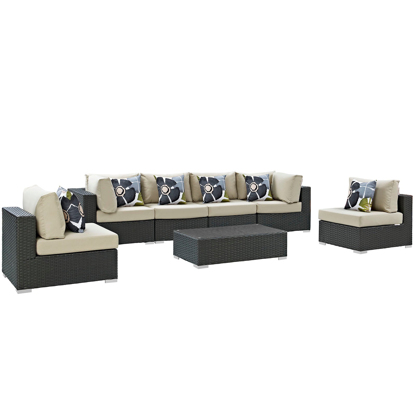 Modway Sojourn 7 Piece Outdoor Patio Sunbrella Sectional Set - EEI-2379 | Outdoor Sofas, Loveseats & Sectionals | Modishstore-17