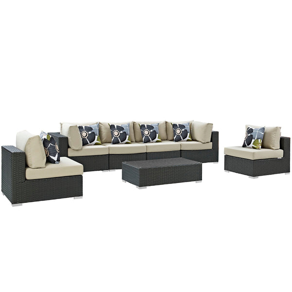 Modway Sojourn 7 Piece Outdoor Patio Sunbrella Sectional Set - EEI-2379 | Outdoor Sofas, Loveseats & Sectionals | Modishstore-17