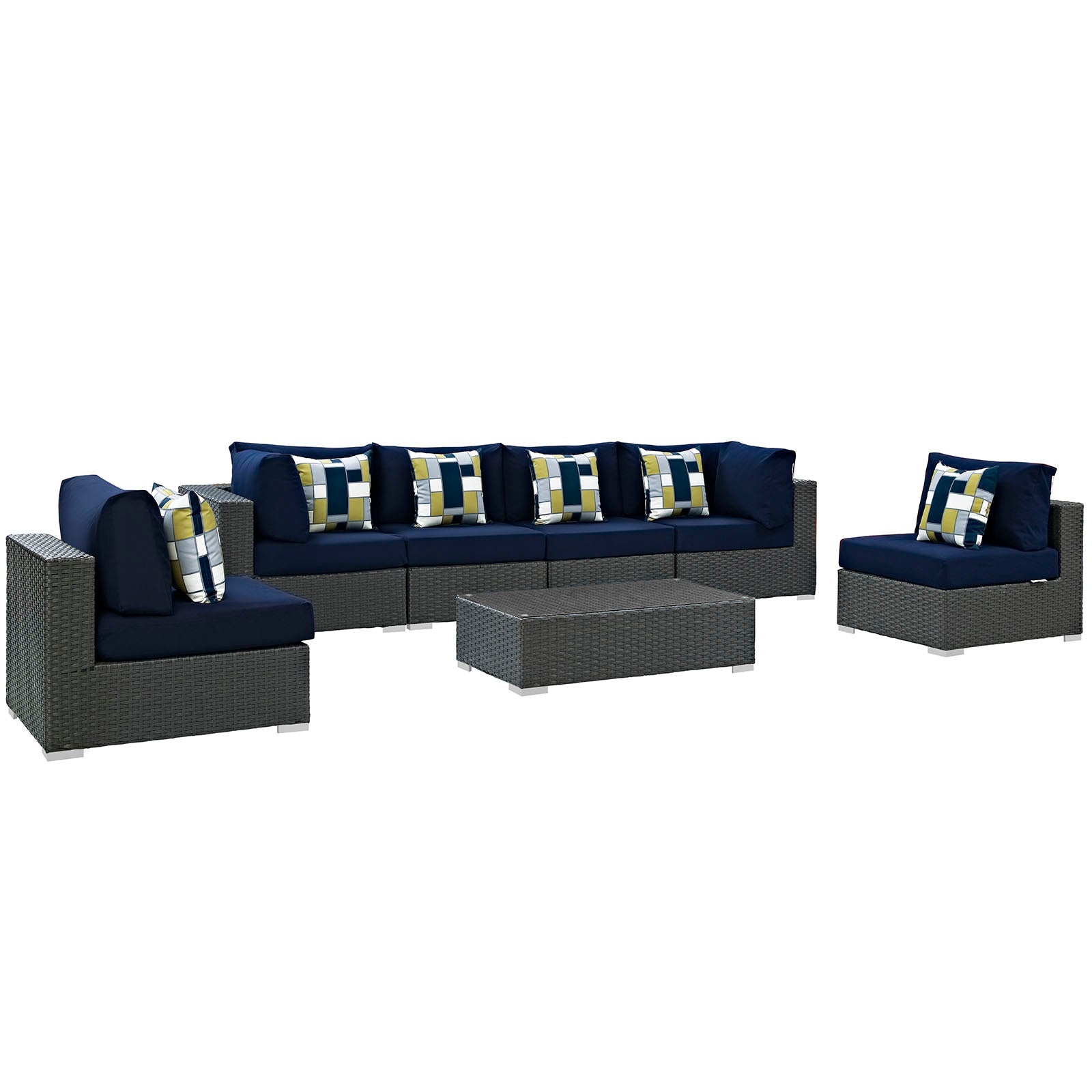 Modway Sojourn 7 Piece Outdoor Patio Sunbrella Sectional Set - EEI-2379 | Outdoor Sofas, Loveseats & Sectionals | Modishstore-16
