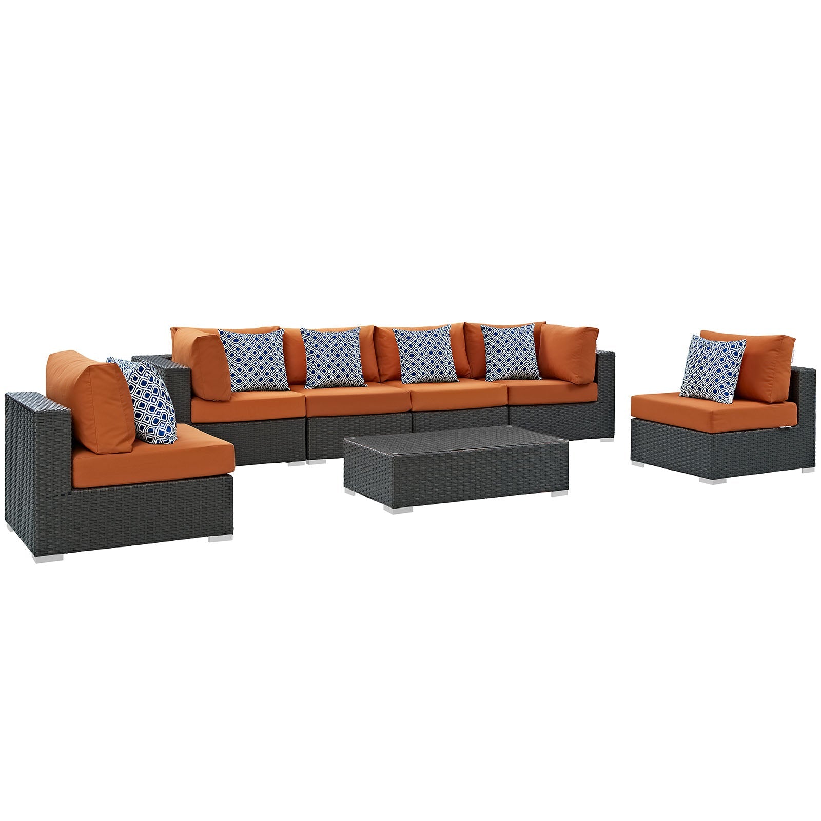 Modway Sojourn 7 Piece Outdoor Patio Sunbrella Sectional Set - EEI-2379 | Outdoor Sofas, Loveseats & Sectionals | Modishstore-15