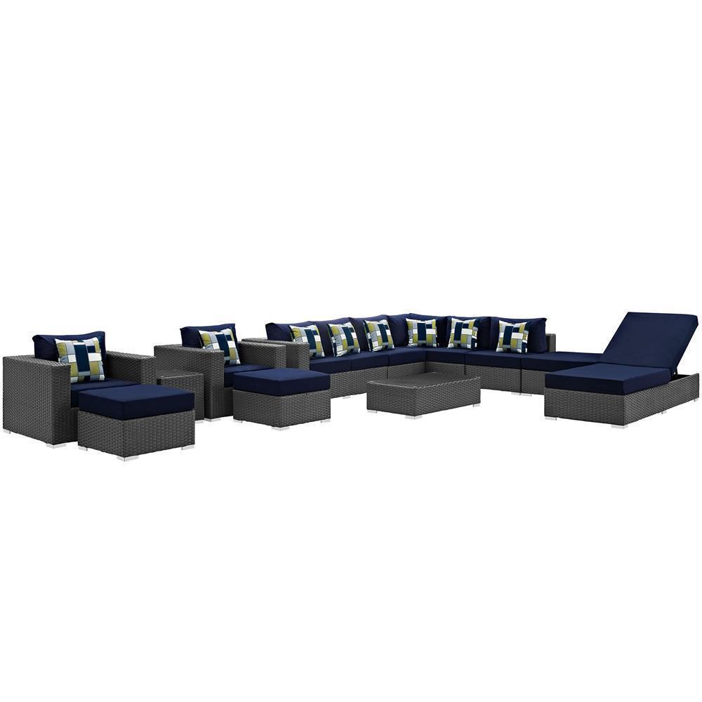 Modway Sojourn 12 Piece Outdoor Patio Sunbrella Sectional Set | Outdoor Sofas, Loveseats & Sectionals | Modishstore-2