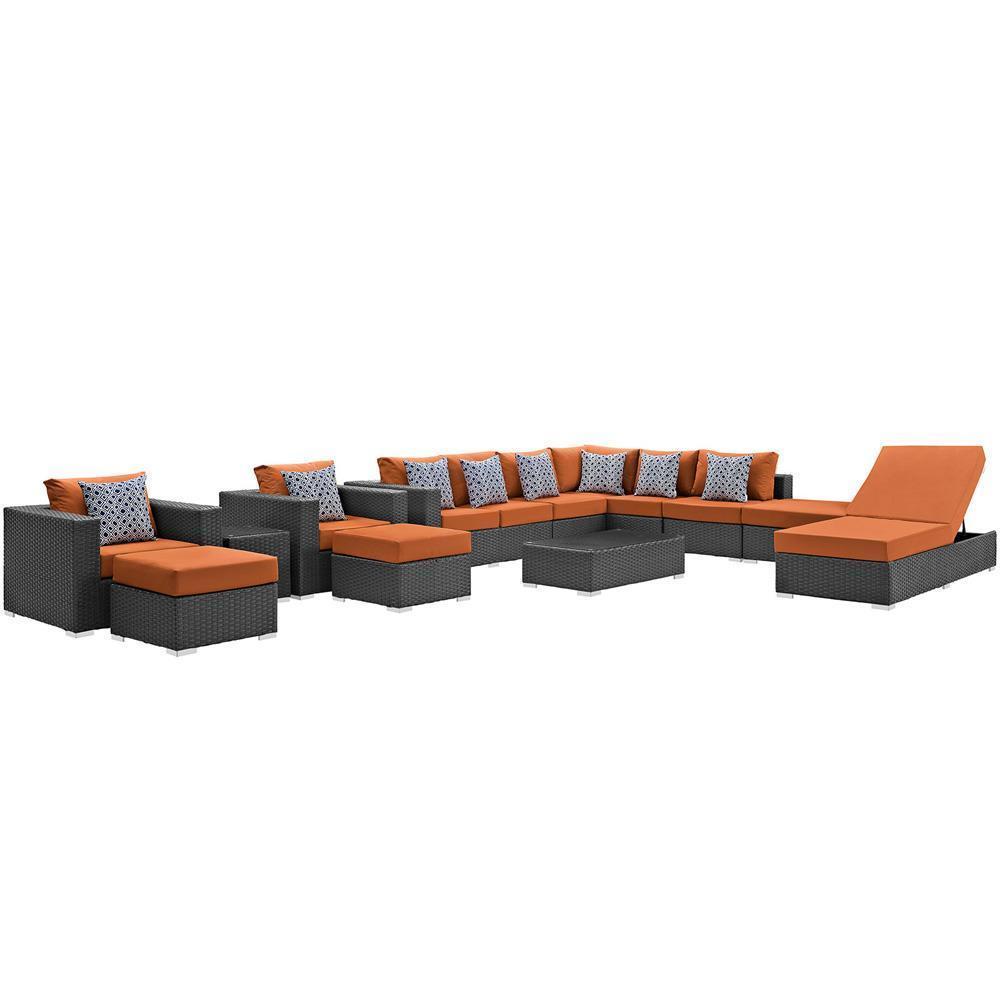 Modway Sojourn 12 Piece Outdoor Patio Sunbrella Sectional Set | Outdoor Sofas, Loveseats & Sectionals | Modishstore-4