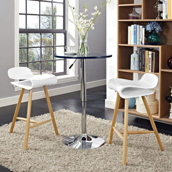 Modway Clip Bar Stool Set of 2 - White | Bar Stools | Modishstore