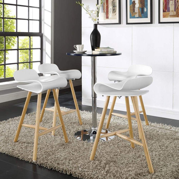 Modway Clip Bar Stool Set of 4 - White | Bar Stools | Modishstore