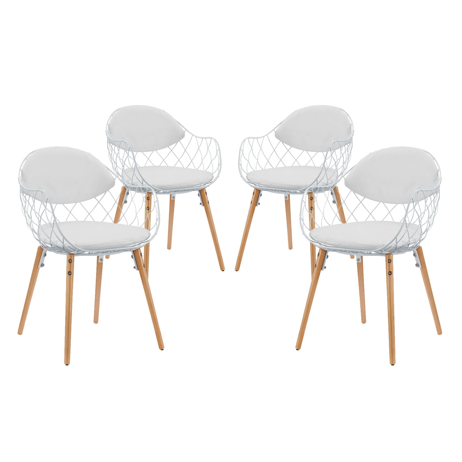 Modway Basket Dining Set Set of 4 - White | Dining Sets | Modishstore-2