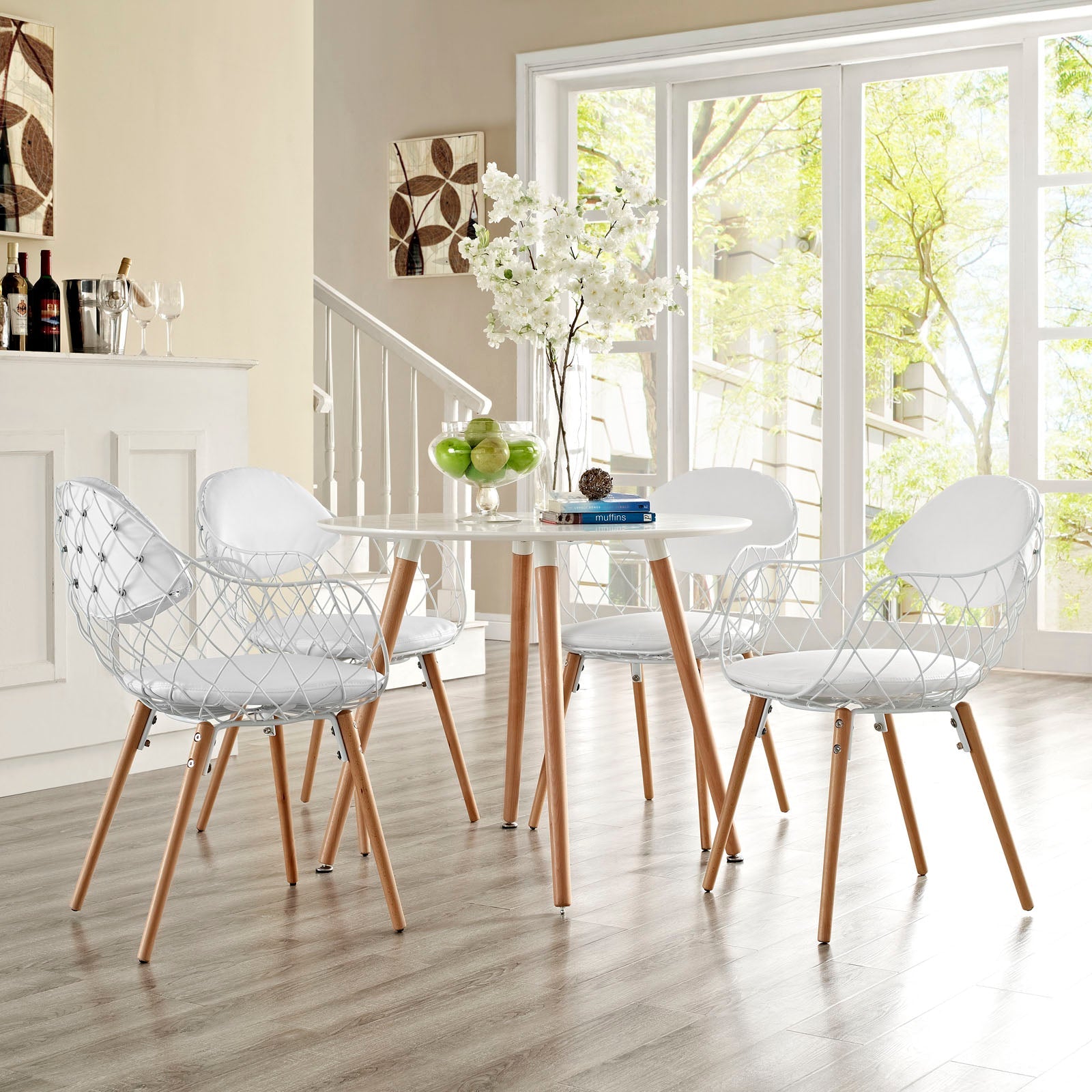 Modway Basket Dining Set Set of 4 - White | Dining Sets | Modishstore