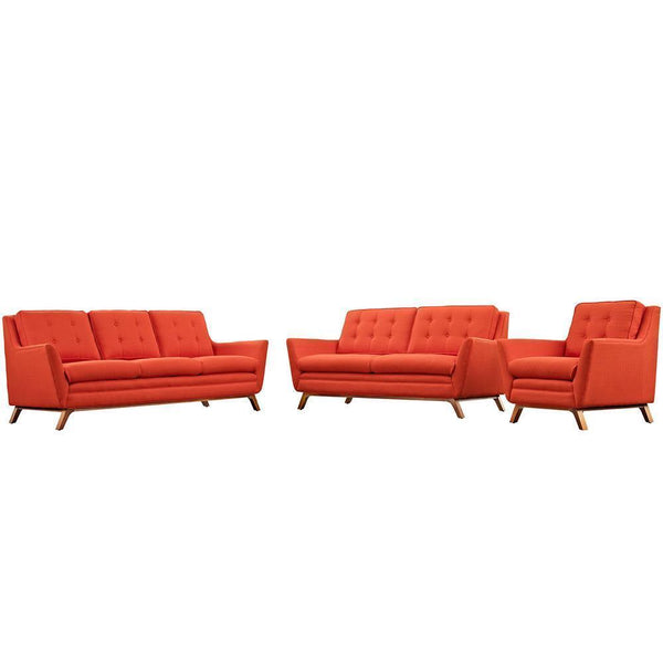 Modway Beguile Living Room Set Upholstered Fabric - Set of 3 | Sofas | Modishstore-25