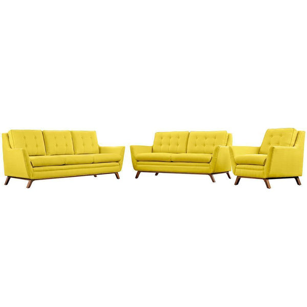 Modway Beguile Living Room Set Upholstered Fabric - Set of 3 | Sofas | Modishstore-4