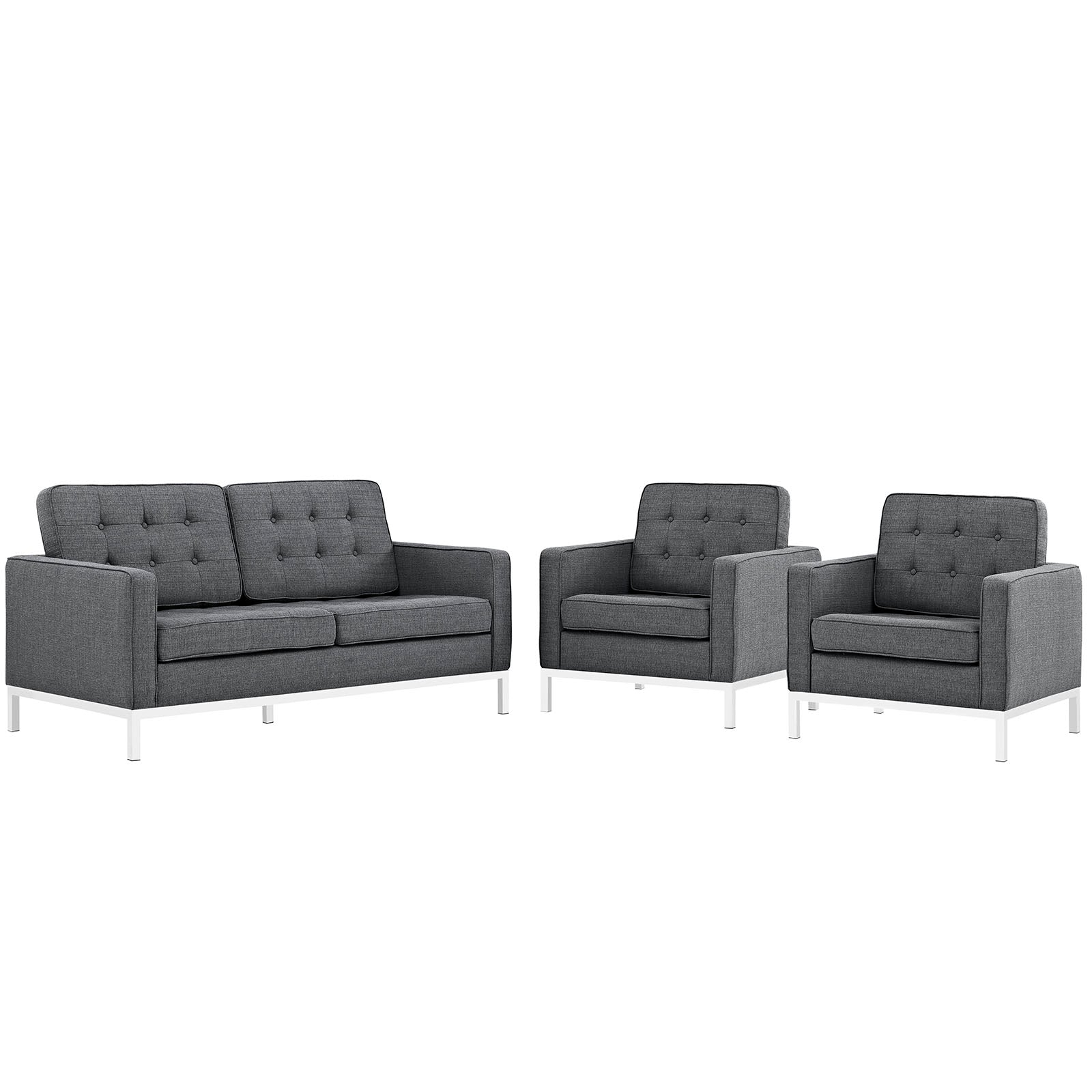 Modway Loft Living Room Set Upholstered Fabric - Set of 3 - EEI-2438 | Sofas | Modishstore-5