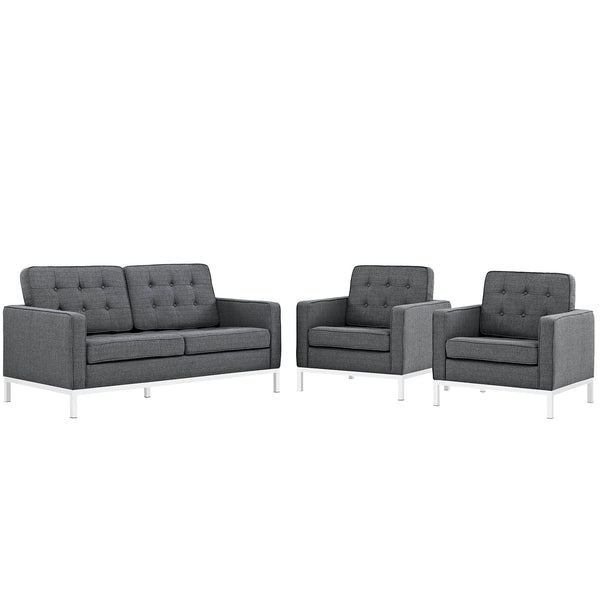 Modway Loft Living Room Set Upholstered Fabric - Set of 3 - EEI-2438 | Sofas | Modishstore-5