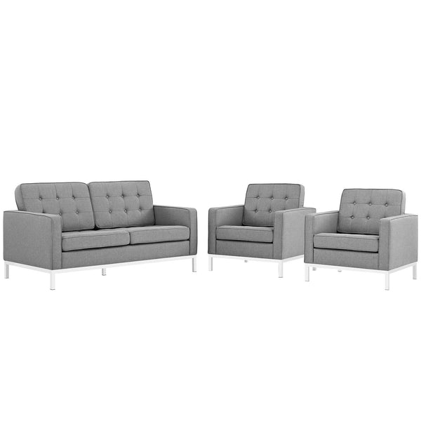 Modway Loft Living Room Set Upholstered Fabric - Set of 3 - EEI-2438 | Sofas | Modishstore-6
