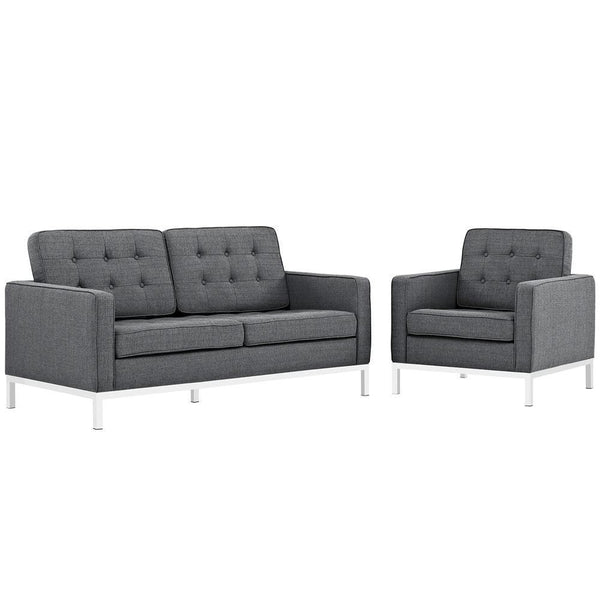 Modway Loft Living Room Set Upholstered Fabric - Set of 2 - EEI-2442 | Sofas | Modishstore-4