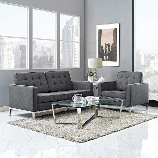 Modway Loft Living Room Set Upholstered Fabric - Set of 2 - EEI-2442 | Sofas | Modishstore-15