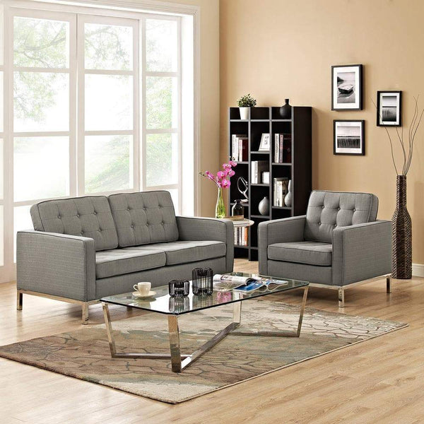 Modway Loft Living Room Set Upholstered Fabric - Set of 2 - EEI-2442 | Sofas | Modishstore-20