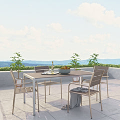 Modway EEI-2481 Shore 5 Piece Outdoor Patio Aluminum Dining Set - Silver Gray