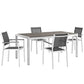 Modway EEI-2483 Shore 5 Piece Outdoor Patio Aluminum Dining Set - Silver Black | Dining Sets | Modishstore-2
