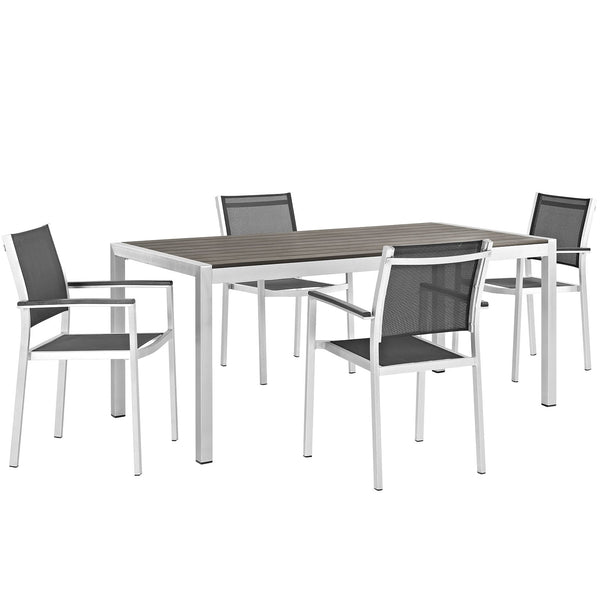 Modway EEI-2483 Shore 5 Piece Outdoor Patio Aluminum Dining Set - Silver Black | Dining Sets | Modishstore-2