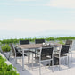 Modway EEI-2486 Shore 7 Piece Outdoor Patio Aluminum Dining Set - Silver Black | Dining Sets | Modishstore