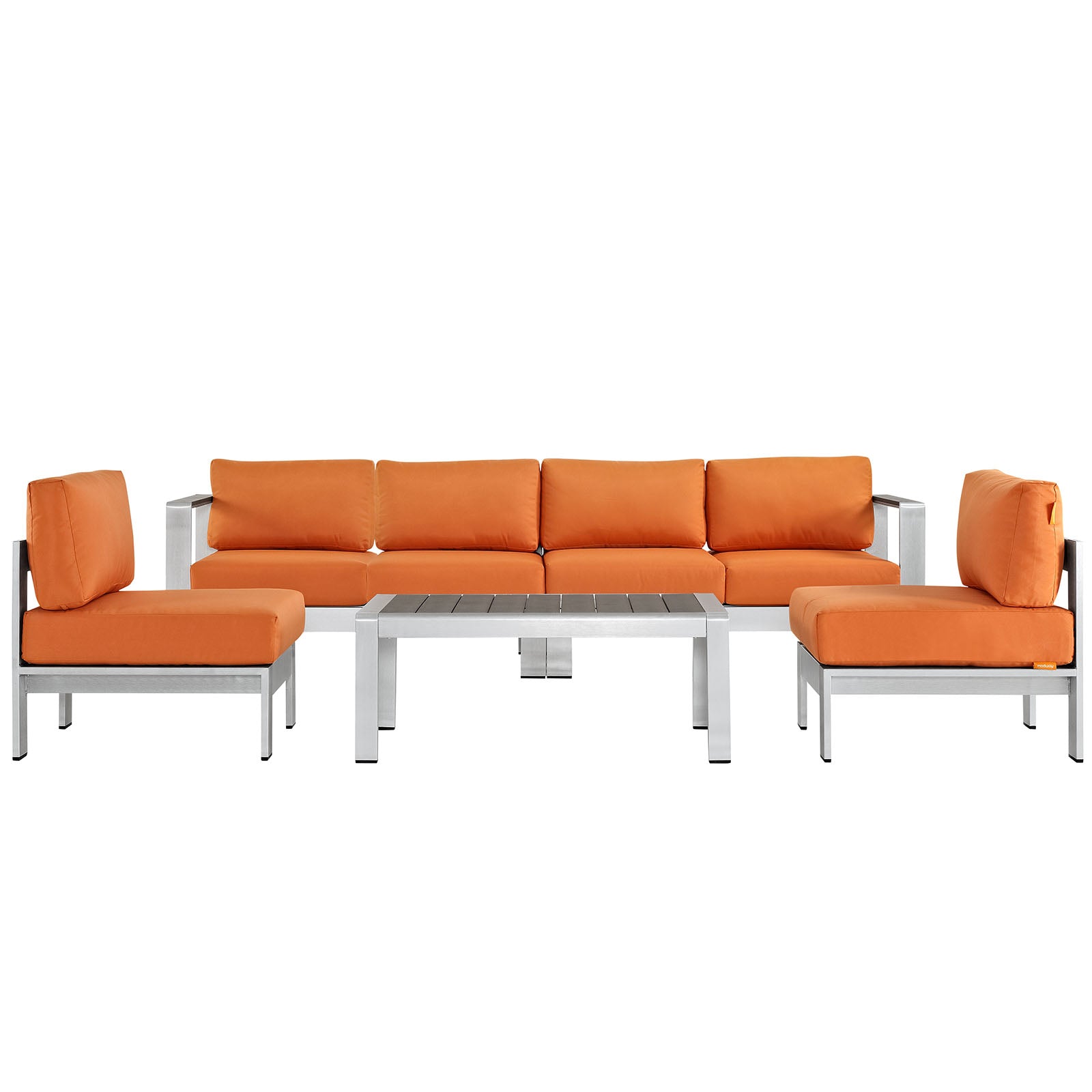 Modway EEI-2564 Shore 5 Piece Outdoor Patio Aluminum Sectional Sofa Set | Outdoor Sofas, Loveseats & Sectionals | Modishstore-24