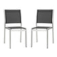Modway Shore Side Chair Outdoor Patio Aluminum Set of 2 - Silver Black | Outdoor Chairs | Modishstore-8