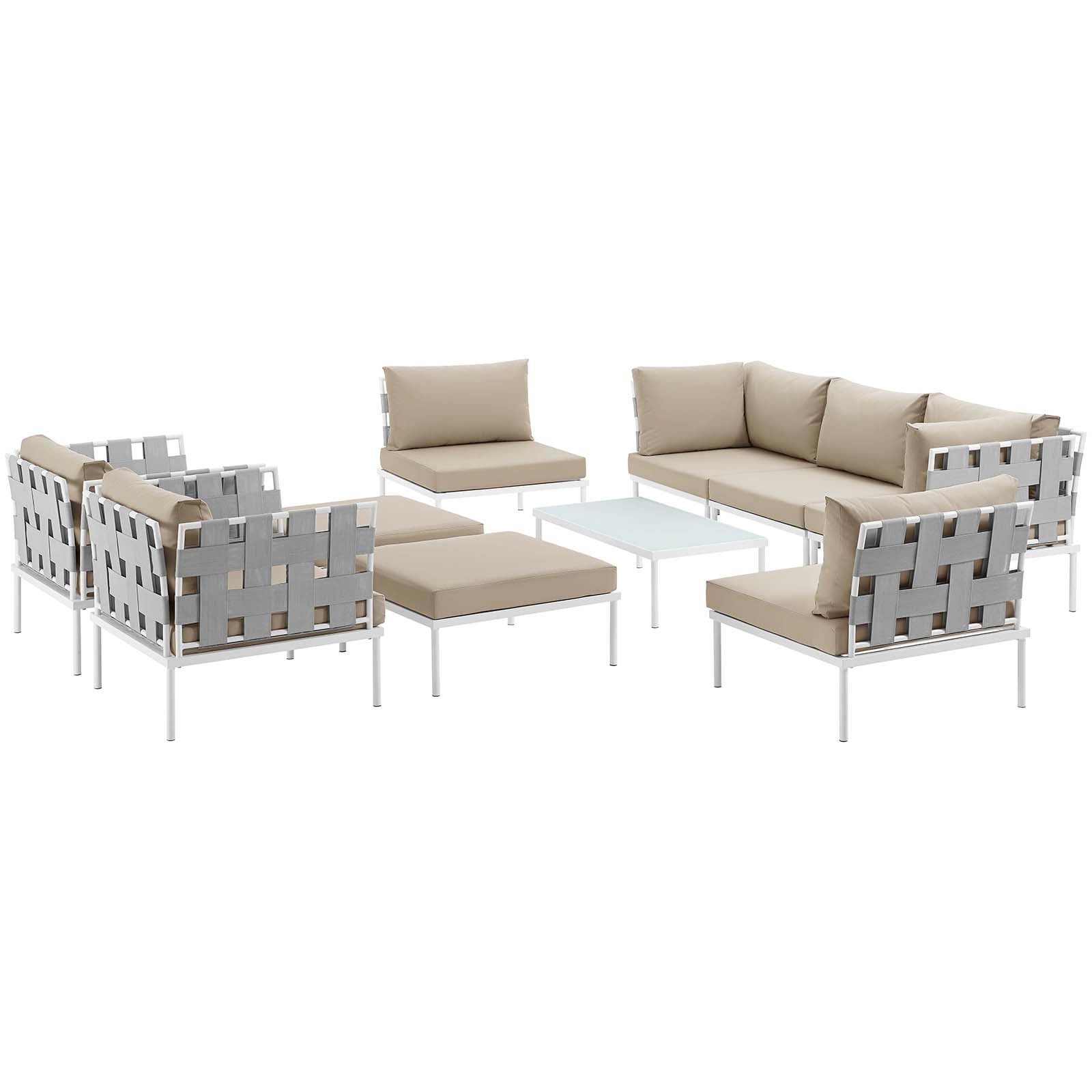 Modway Harmony 10 Piece Outdoor Patio Aluminum Sectional Sofa Set | Outdoor Sofas, Loveseats & Sectionals | Modishstore-28