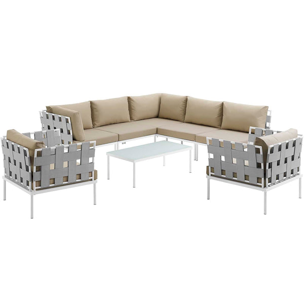 Modway Harmony 8 Piece Outdoor Patio Aluminum Sectional Sofa Set | Outdoor Sofas, Loveseats & Sectionals | Modishstore-2