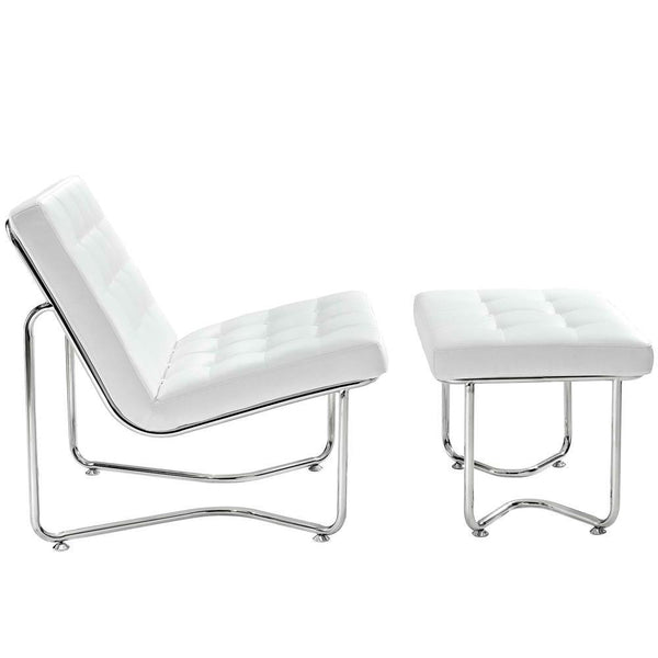Modway Gibraltar Upholstered Vinyl Lounge Chair - White | Lounge Chairs | Modishstore-3