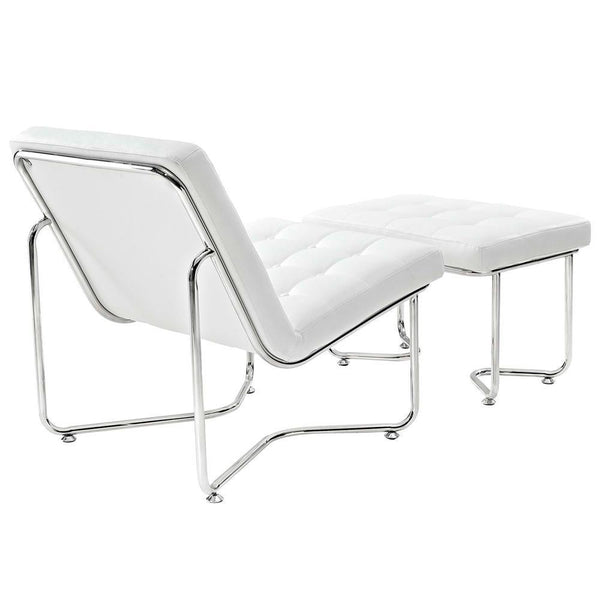 Modway Gibraltar Upholstered Vinyl Lounge Chair - White | Lounge Chairs | Modishstore-6