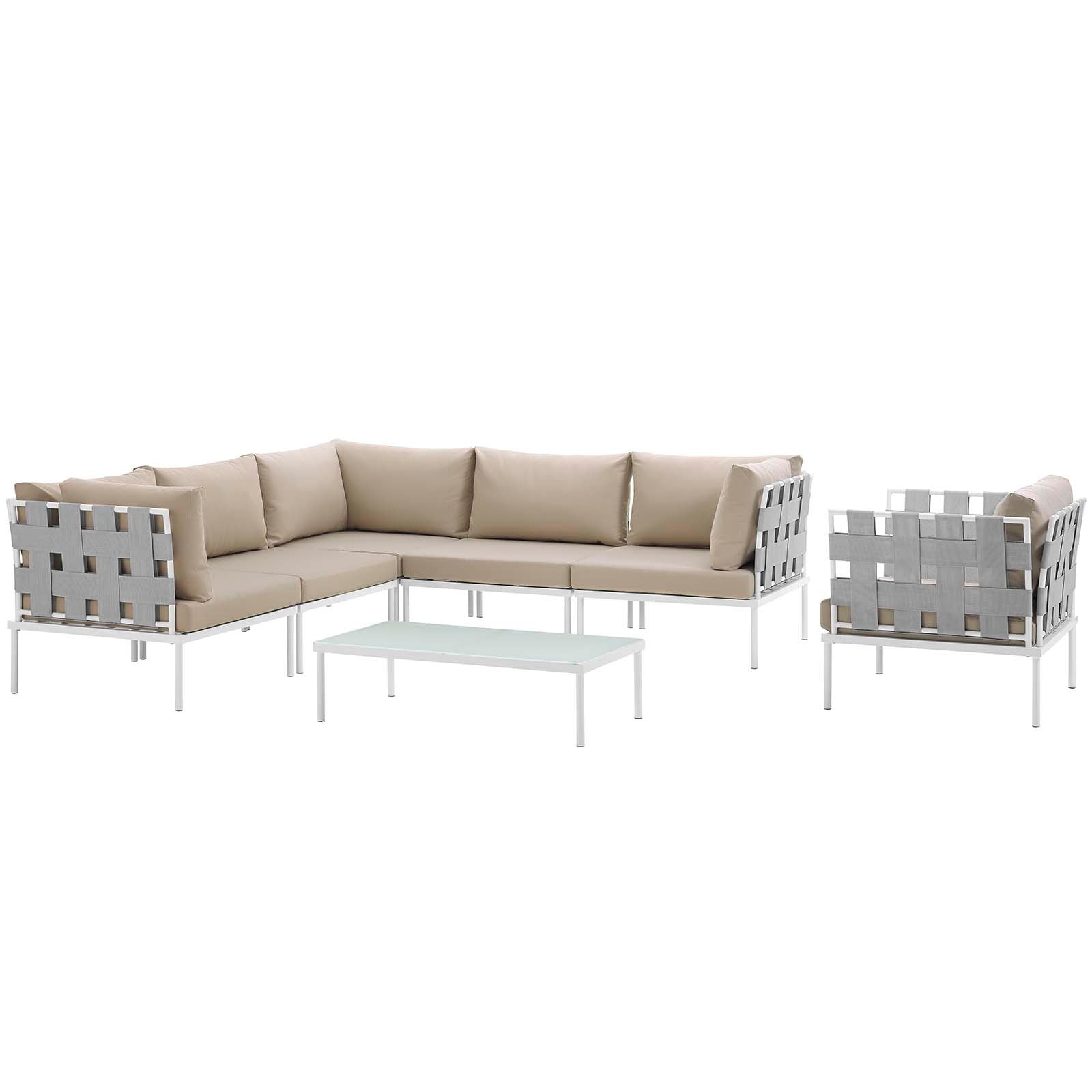 Modway Harmony 7 Piece Outdoor Patio Aluminum Sectional Sofa Set | Outdoor Sofas, Loveseats & Sectionals | Modishstore-24